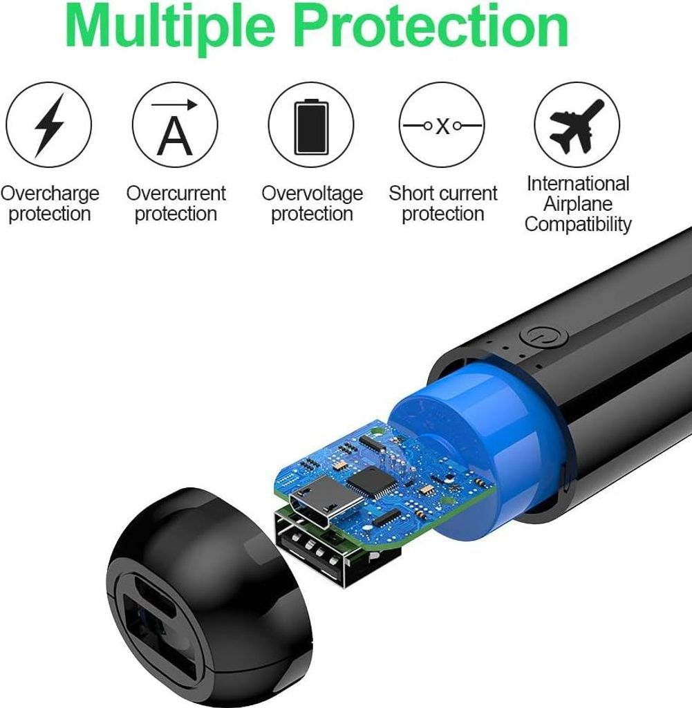 Mini Power Bank 5000mAh kompakt Schwarz Produktbild 
