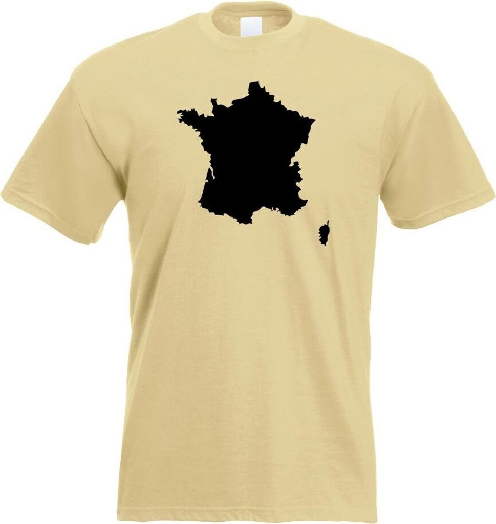 Kiwistar - T-Shirt - Khaki - Frankreich Umriss Kontur Herren Funshirt Bedruckt Design Sprüche Spruch Motive - mit Motiv Bedruckt - Funshirt Design...