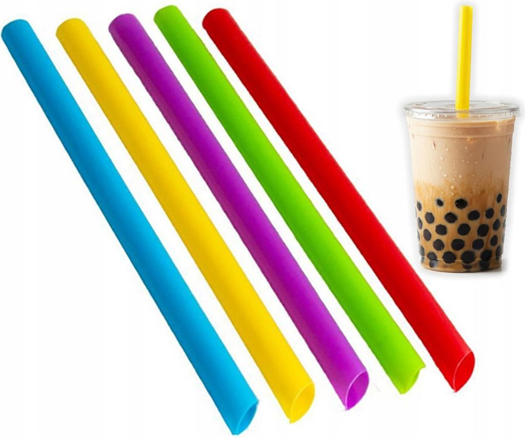 Wiederverwendbare Plastik-Strohhalme für Bubble Tea, bunt, 200 Stk.
