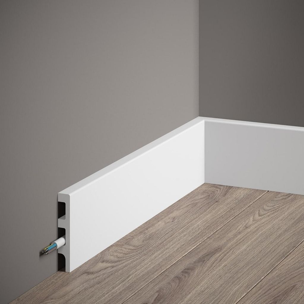 PROVISTON | Sockelleiste | 14 x 80 x 2000 mm | Satin Weiß | Fußleiste | Mit Kabelkanal | Modern | Hochwertig | Robust | Langlebig | 1 Stück