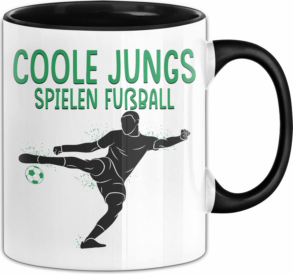 Fußballspieler Tasse Geschenk Coole Jungs Spielen Fußball Geschenkidee Jungen (Schwarz)