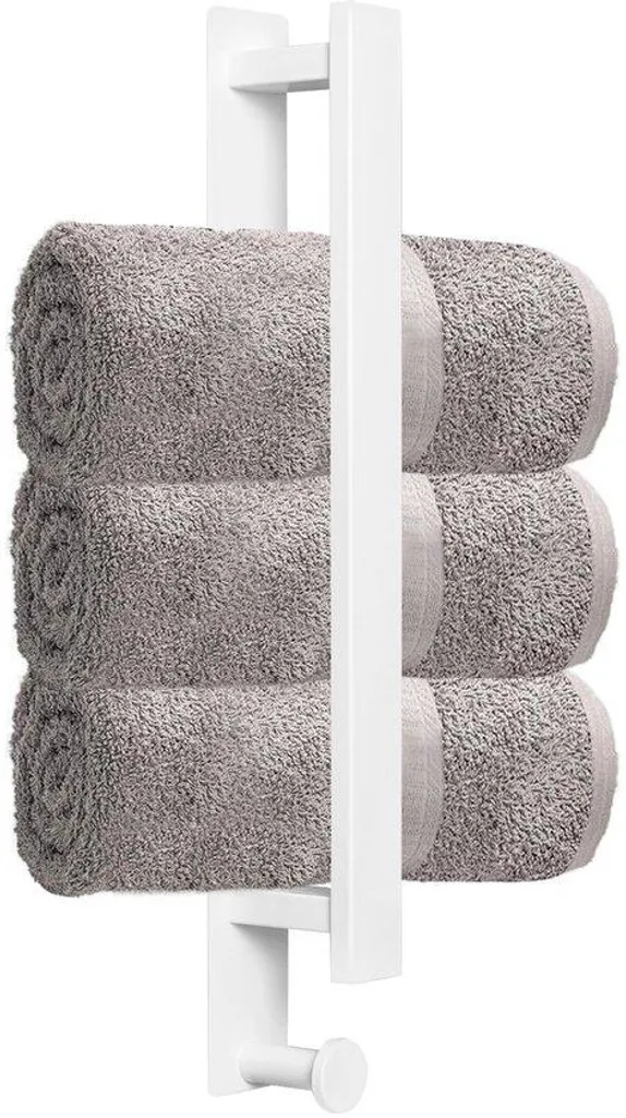 Porte-serviette blanc inox 40 cm avec fixation adhésive puissante
