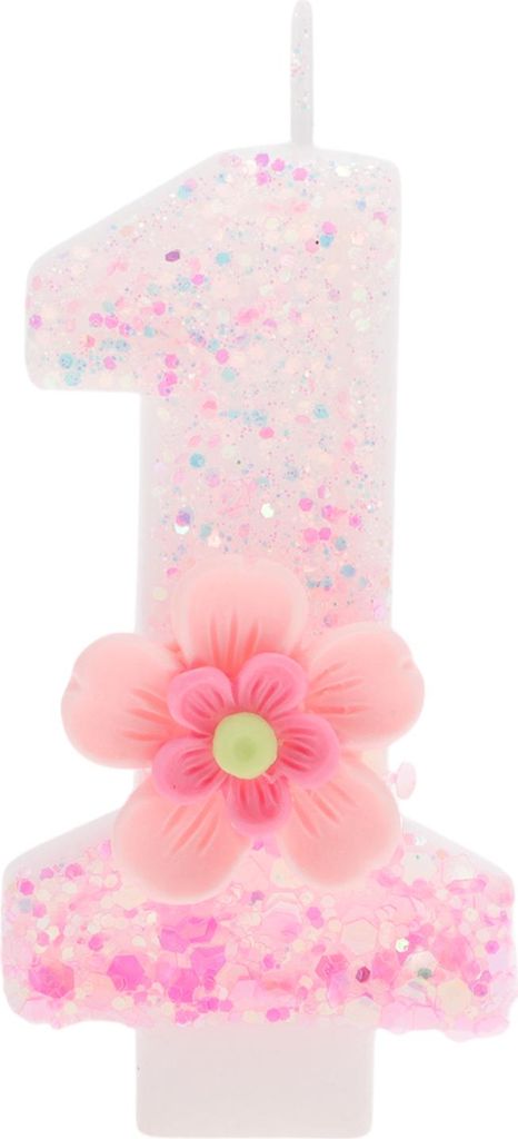 Geburtstagskerzen Nummer 1, Blumen-Geburtstagskerzen, Tortenaufsatz Dekoration Kuchendekoration, Geburtstagskerzen für Geburtstagsdekoration, Pink