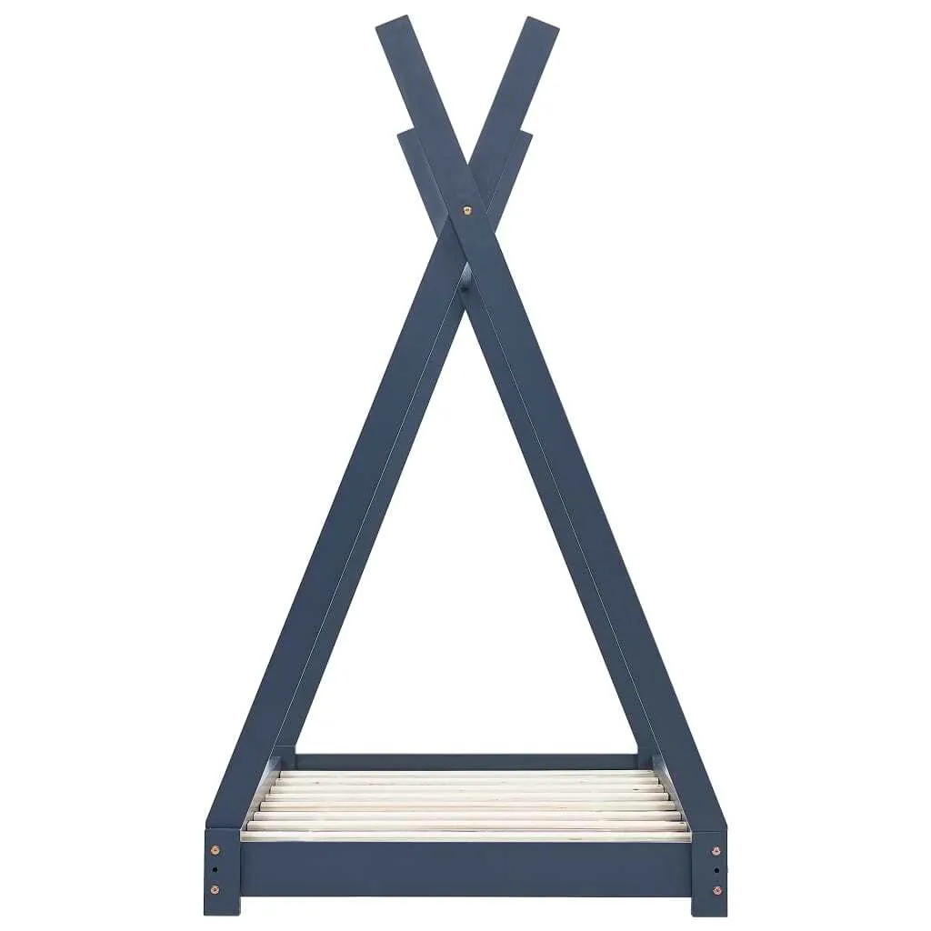 Lit enfant 70x140 cm bois massif gris idéal pour transition de lit