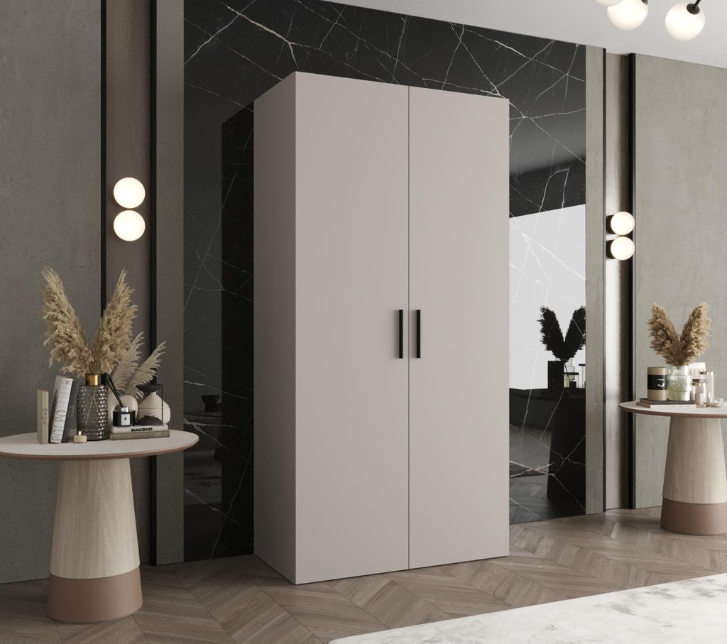 Prostorná šatní skříň HELMA 1 100 cm - kašmír / černé Obrázek produktu 