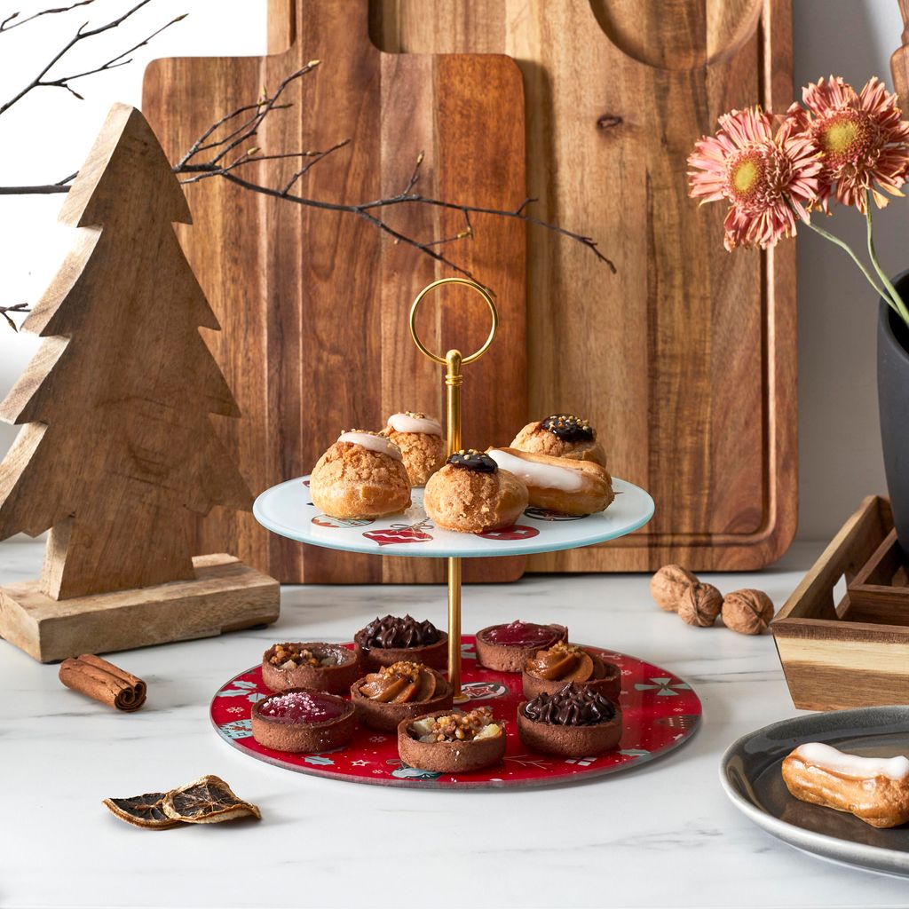 Doppelstöckige Weihnachtsservierplatte