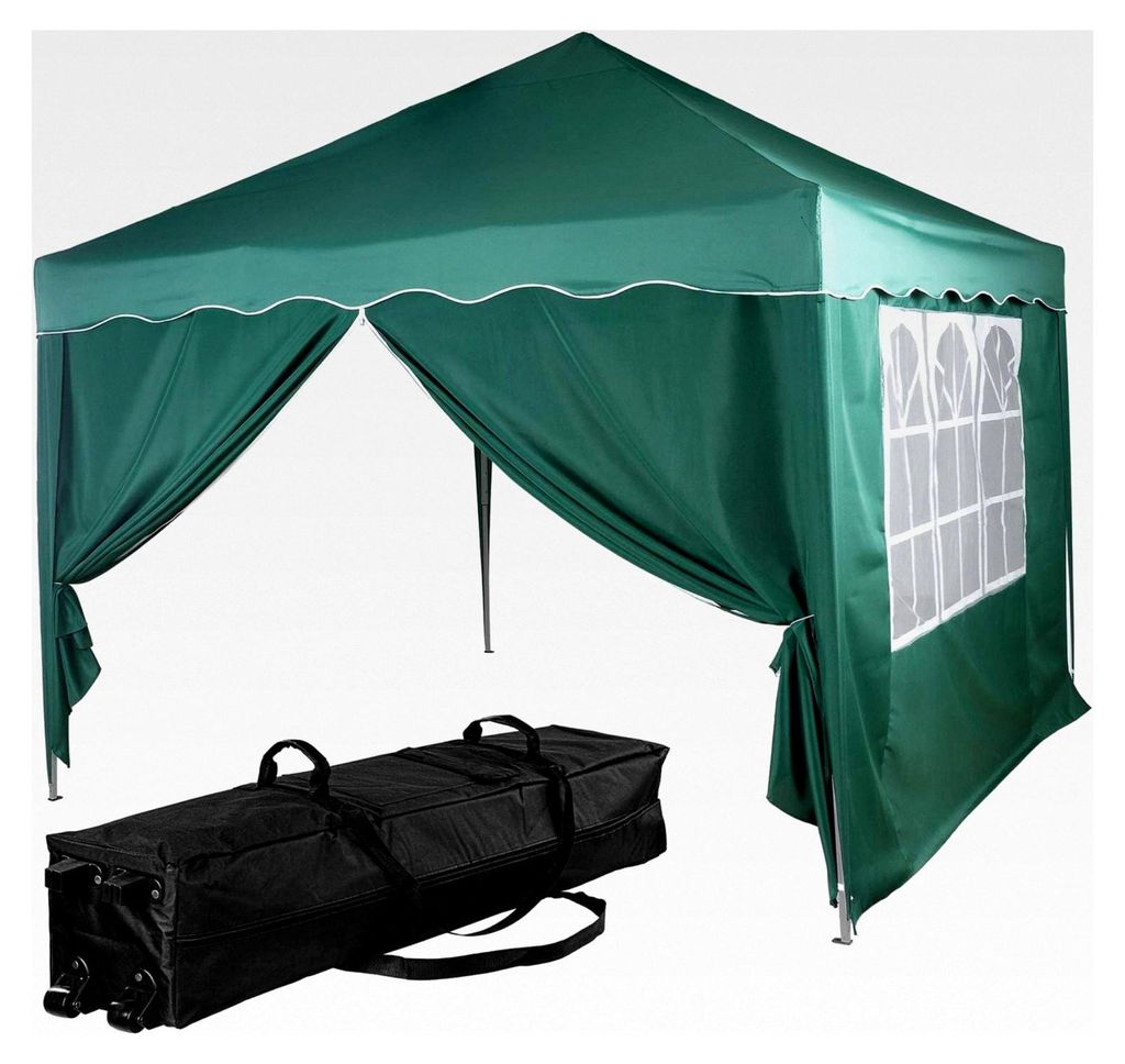 Pavillon 3 x 3 m Basic wasserdicht mit UV-Schutz 50+, 2 Seitenteilen, Farbwahl Dunkel-Grün