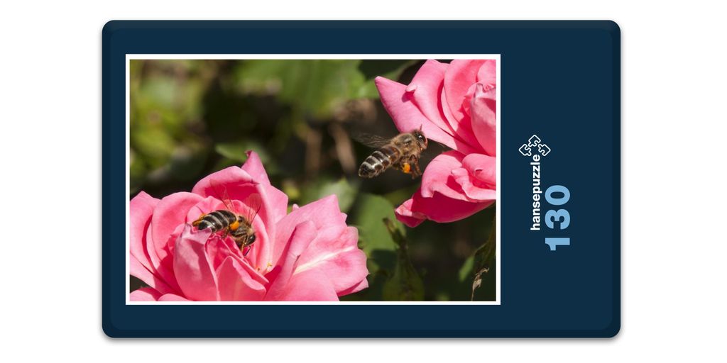 hansepuzzle 18658 - Biene auf Blüte Puzzle, 130 Teile, Tierwelt, 28,7 x 20,0cm mit hochwertiger Aufbewahrung, Kartonbox & Beutel
