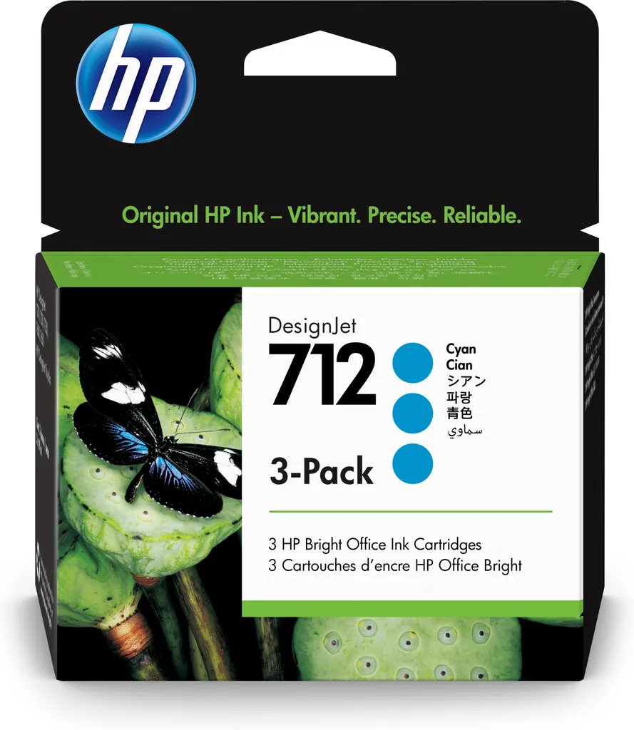 Inchiostro HP 712 Ciano 3-Pack 3ED77A | Colori Vibranti per Poster