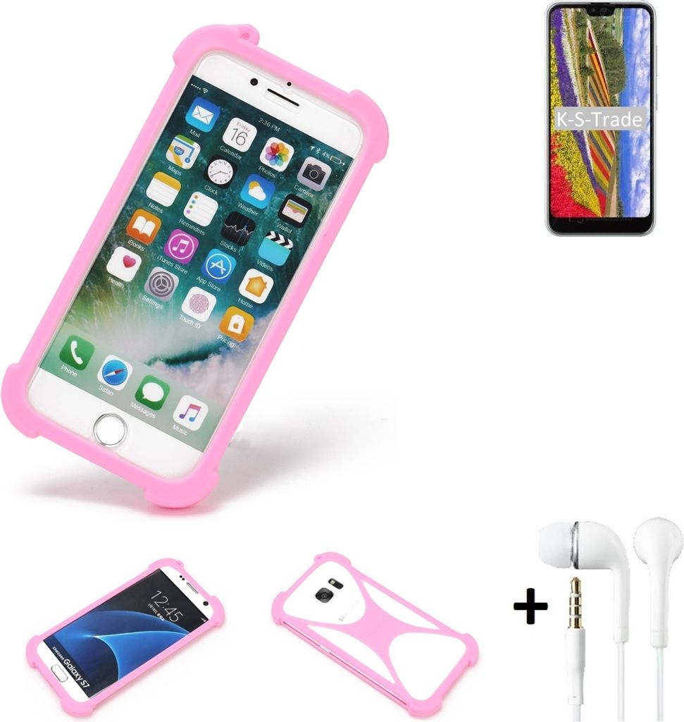 K-S-Trade Bumper + Kopfhörer kompatibel mit Kyocera GRATINA KYV48 Handy Hülle Schutzhülle Silikon Schutz Hülle Cover Case Silikoncase