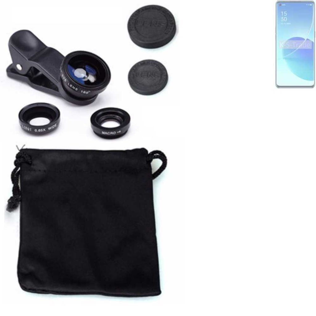K-S-Trade Smartphone Kamera Linsen Set Kompatibel mit Sharp Aquos R8s 3in1 Clip-On Kamera Adapter Macro Weitwinkel FishEye Fischauge Objektiv Linse