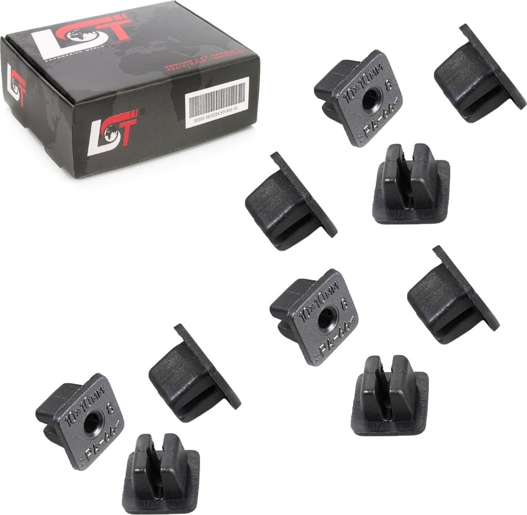 10x Spreizmutter UNIVERSAL SCHWARZ Ø 10x10mm Kopf 15x15mm