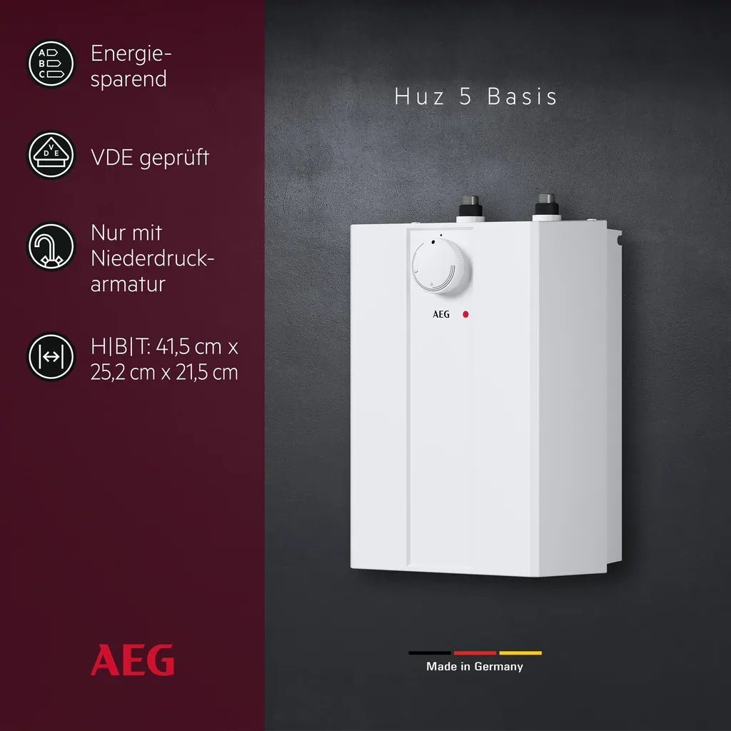 Petit chauffe-eau 5L sous évier AEG Huz 5 Basis - Eau chaude immédiate - 2