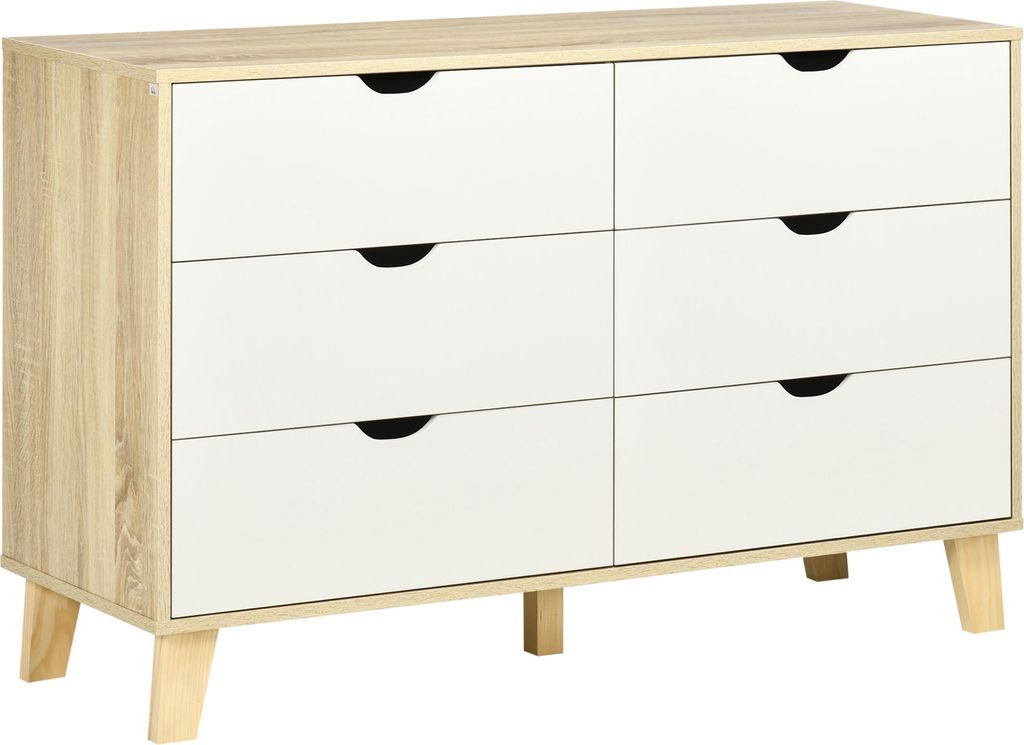 HOMCOM Commode 6 tiroirs commode chambre meuble de Image du produit 