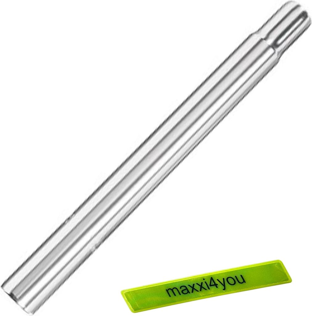 Humpert Ergotec Alu Kerzensattelstütze Ø 25,4 mm/ Länge 400 mm in Silber inkl. maxxi4you Reflexband