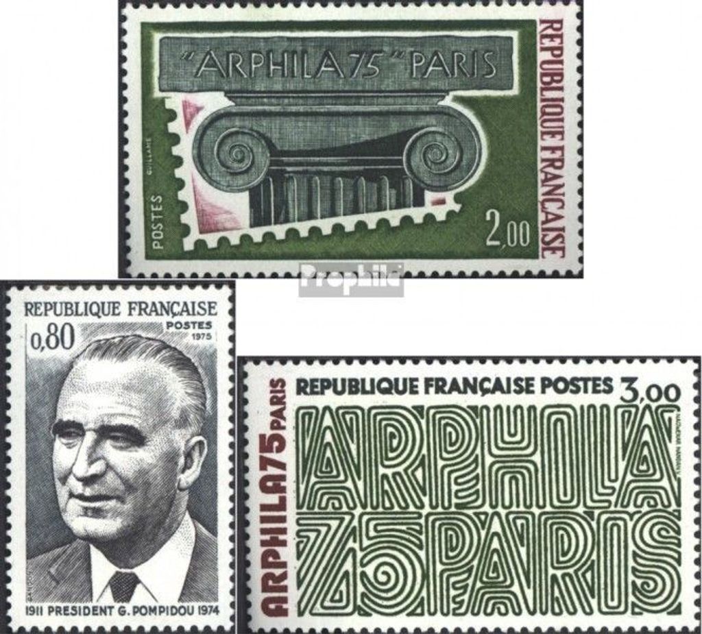 Briefmarken Frankreich 1975 Mi 1912,1913,1914 (kompl.Ausg.) postfrisch Philatelie