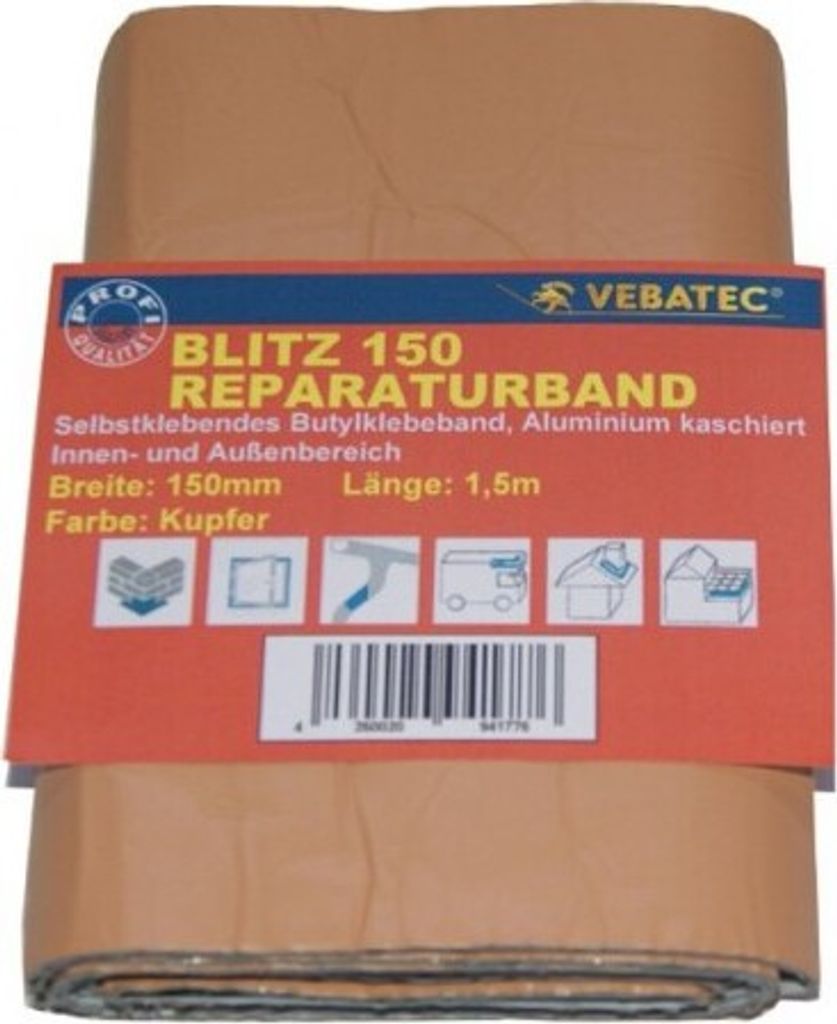 Vebatec BLITZ BUTYL REPARATURBAND Alu-kupferfarben 150mmx1,5m