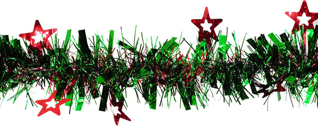 Weihnachtsgirlande Lametta mit holograf. Sternen 7cm x 2m Produktbild 
