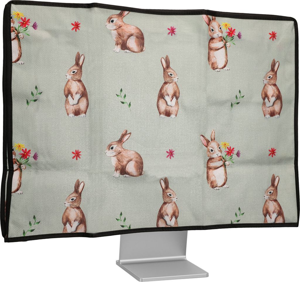 kwmobile Leinen Hülle kompatibel mit 24-26" Monitor - Schutzhülle Staubschutz Abdeckhaube für PC Bildschirm - Computer Screen Cover Staubhaube H...