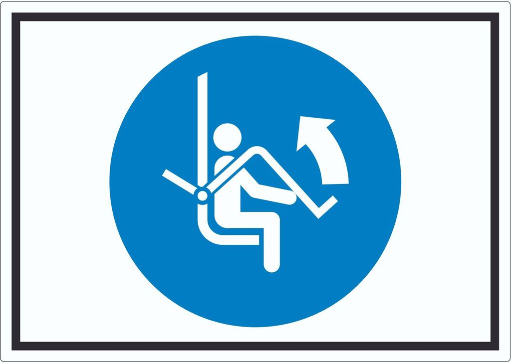 Sicherheitsbügel des Sessellifts öffnen Symbol Aufkleber A2 (420x594mm)