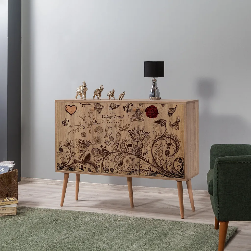 Console robuste anti-rayures bois Sonoma pour optimiser petit espace