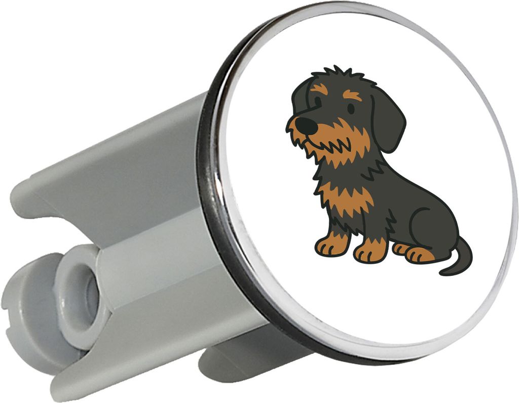 Huuraa Waschbeckenstöpsel Rauhaar Dackel Sausage Dog Comic Geschenk 4cm für Waschbecken Abflussstopfen Rauhaar Dackel Geschenkidee