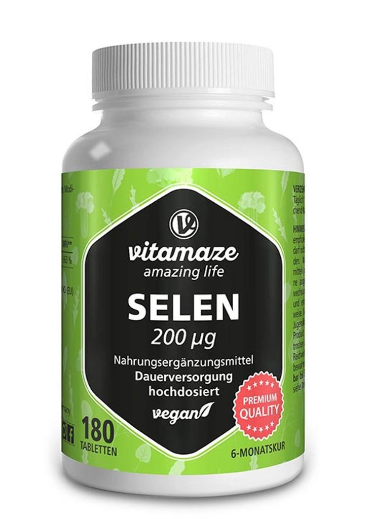 Hochdosiert Vegan SELEN 500 Tabletten a 200mcg Natriumselenit XL Packung 