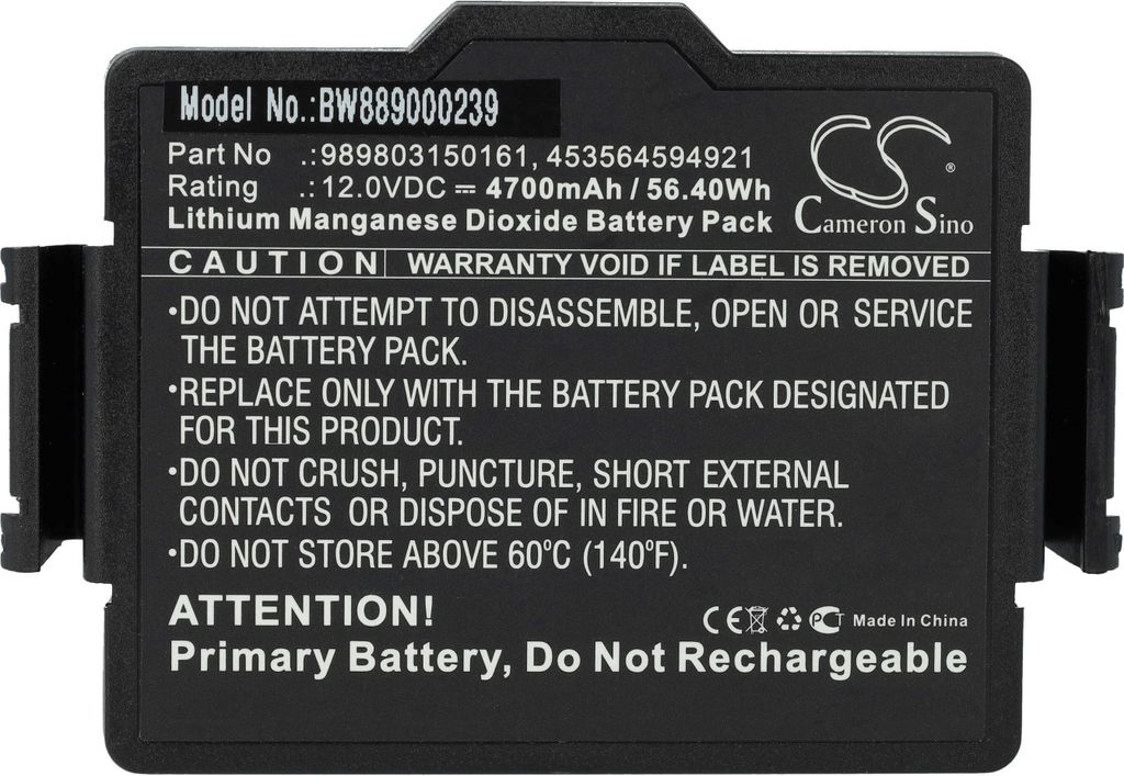 vhbw Batterie Ersatz für Philips 453564288031, 453564594921, 989803150161 für Medizintechnik (4700 mAh, 12 V, Li-MnO2)