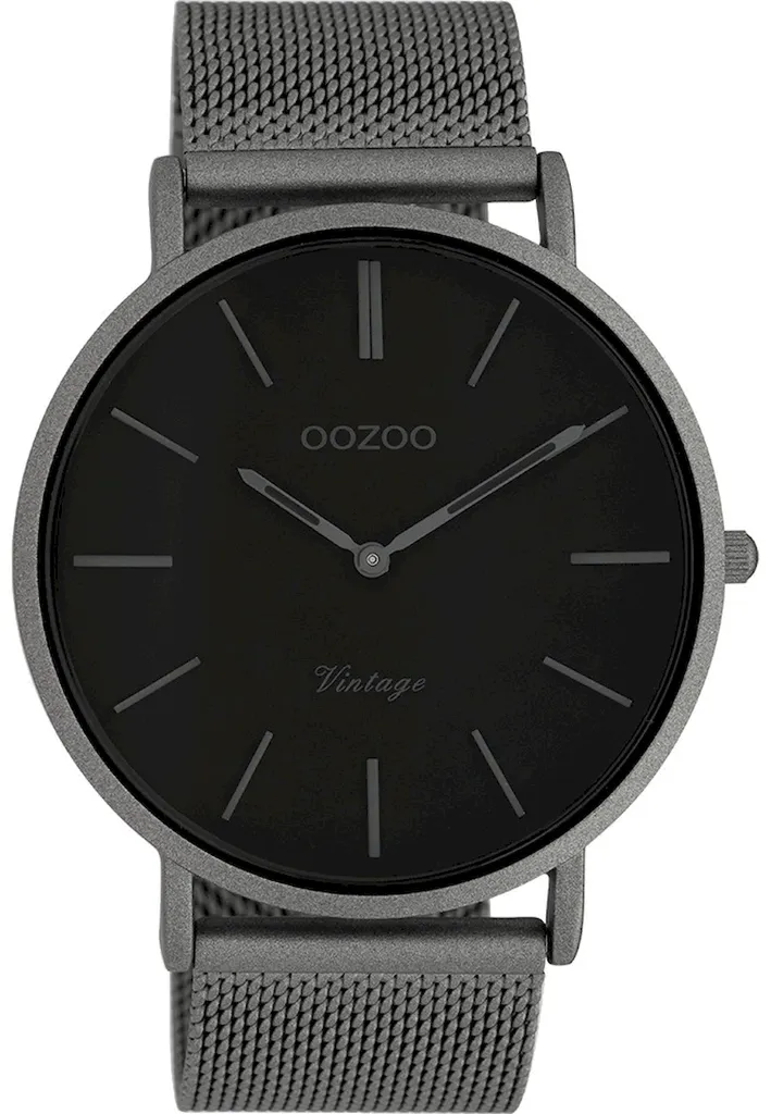 Montre Oozoo C9928 Homme en Gris Titane - Cadran Noir Minimaliste et Épuré