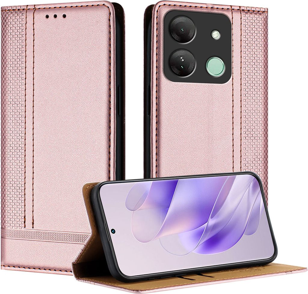 Handyhülle für Infinix Smart 7 HD Leder Flip Klappbare Schutzhülle mit Standfunktion Pink
