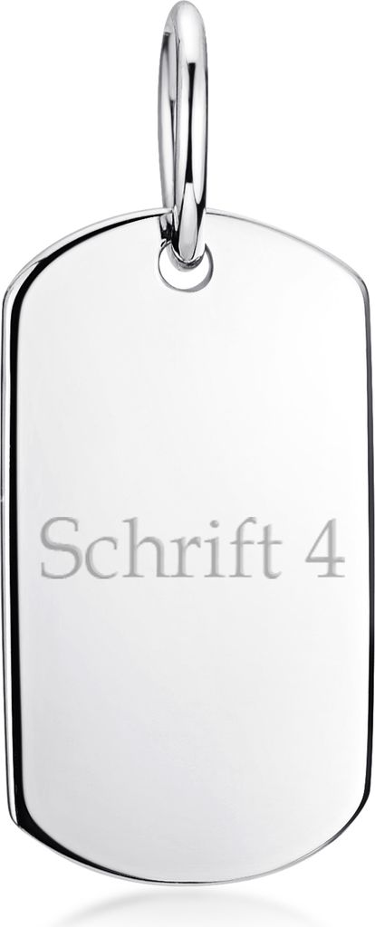 MATERIA by Matthias Wagner Gravur Anhänger Silber 925 klein - Dog Tag personalisiert 11x20mm rhodiniert KA-325-Silber