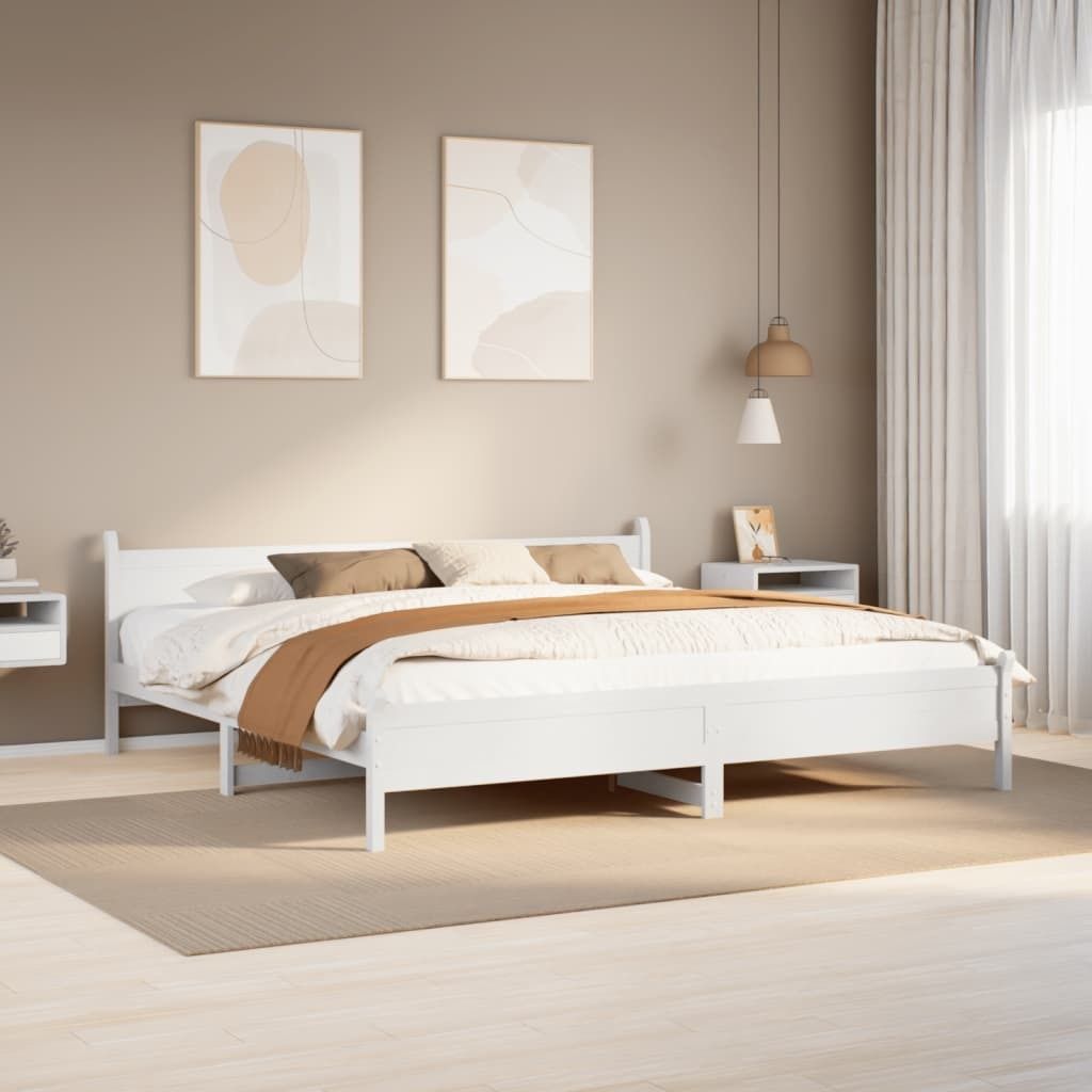 Maison Exclusive - Massivholzbett ohne Matratze Weiß 180x200 cm Kiefernholz