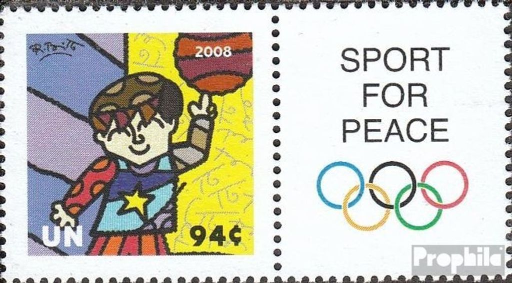Briefmarken UNO - New York 2008 Mi 1102Zf mit Zierfeld (kompl.Ausg.) postfrisch Olympische Sommerspiele