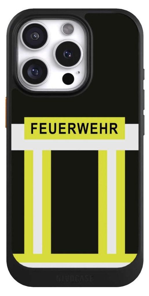 NIVOCASE Hülle für Apple iPhone 16 Pro Handyhülle NIVOcore Case Schwarz Beruf Feuerwehr Feuerwehrmann