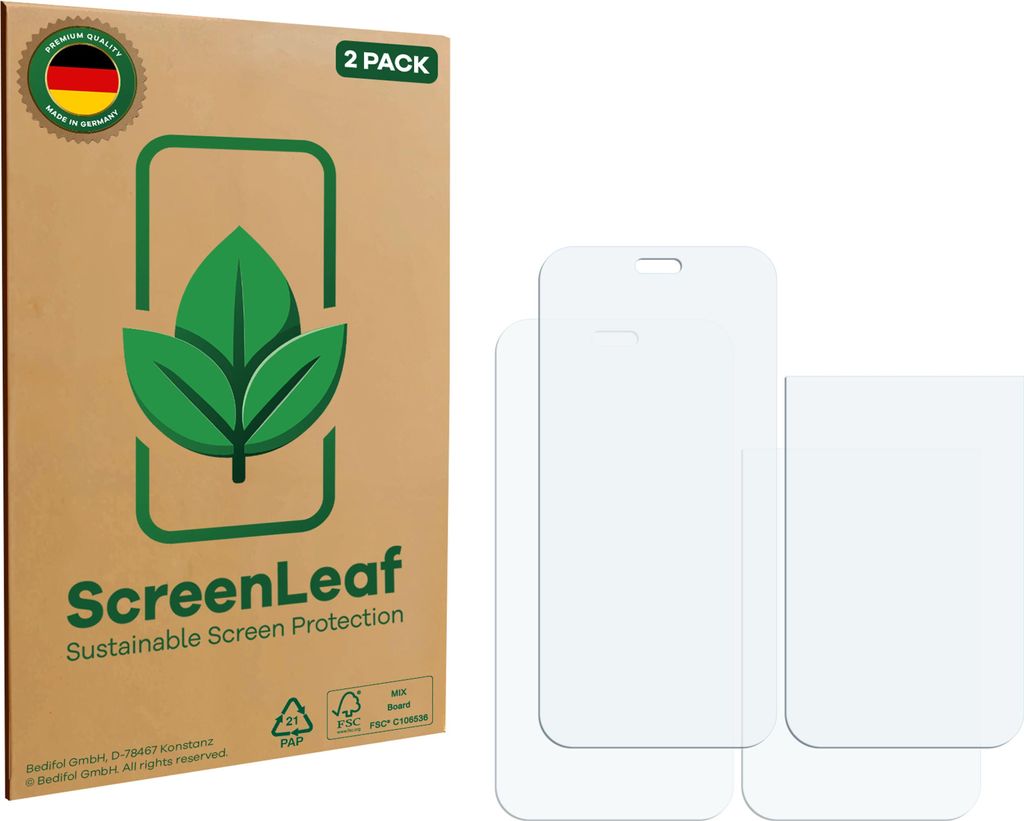2x ScreenLeaf Schutzfolie für Huawei Nova 15 Ultra (Display+Rückseite) nachhaltiger Displayschutz Display Schutz Folie Klar Transparent
