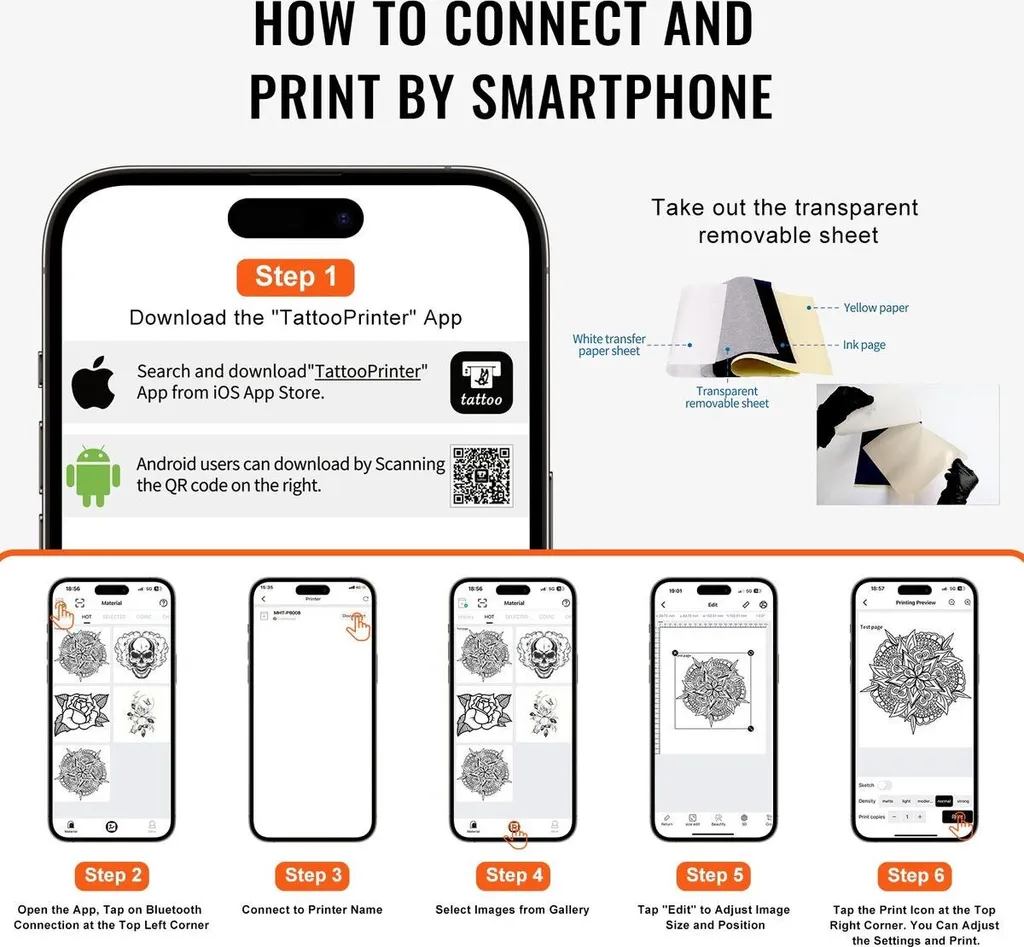 Stampante Portatile Tatuaggi Wireless - App Control per iOS e Android - 6