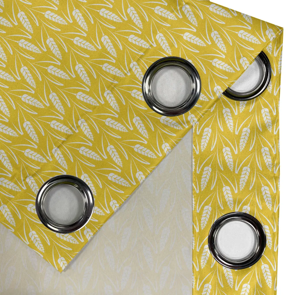 Rideaux décoratifs 2 panneaux motif blé naturel jaune et blanc 280x175 - 3