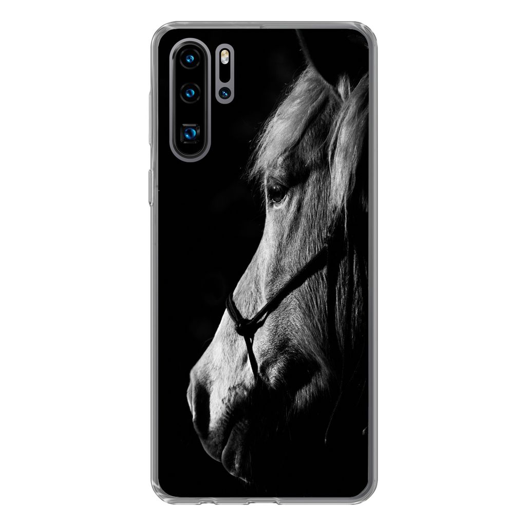 MuchoWow Handyhülle Schutzhülle Hülle für Huawei P30 Pro Pferd - Halfter - Leicht Silikon Softcase Handy Hülle - Schutzdeckel