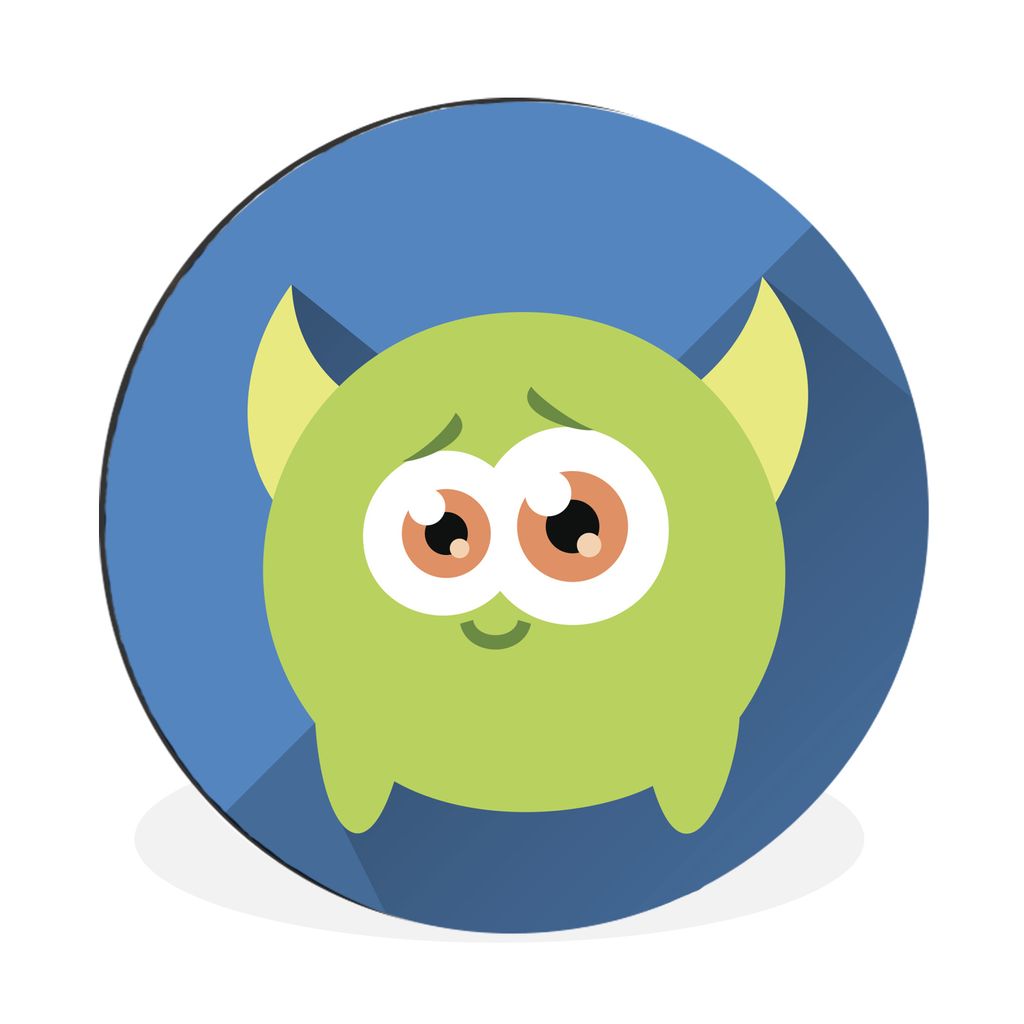 MuchoWow Aluminium Wandkreis Kinderbuch Illustration grünes Monster Ø 90 cm Wanddeko Modern Wohnzimmer - Mauerkreis - Wandbilder - Runde Bild -...