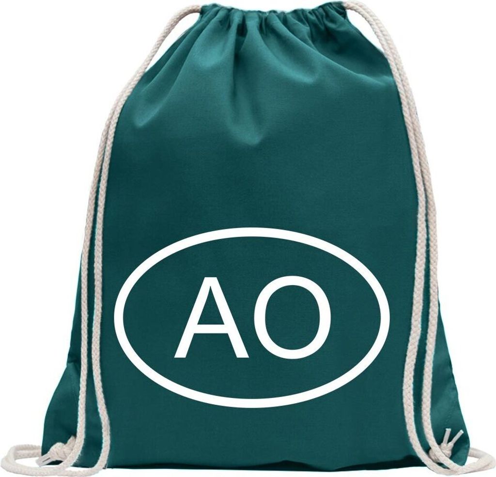 Kiwistar - Turnbeutel - petrol - Angola AO - Fun Rucksack Sport Beutel Gymsack Baumwolle mit Ziehgurt