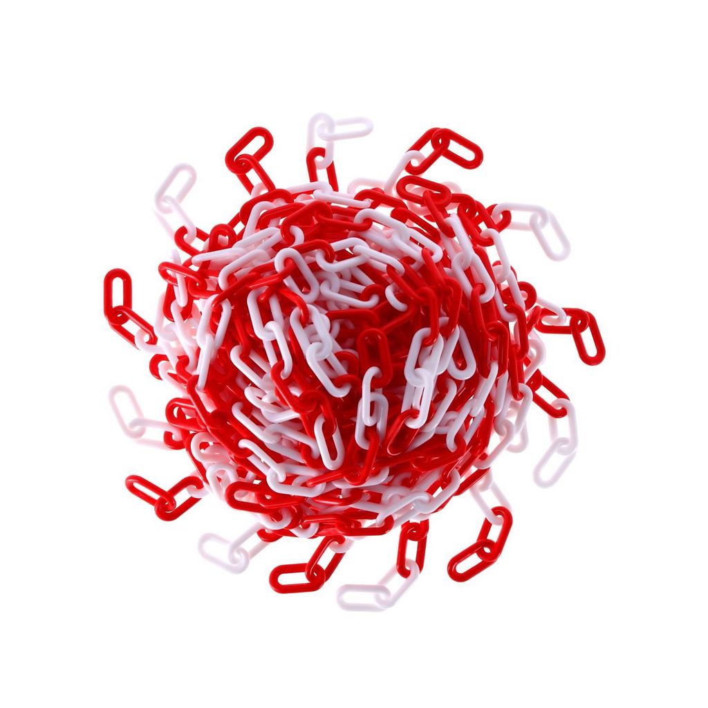 TIBU Absperrkette Kunststoffkette 8 mm Stärke - zweifarbig Rot/Weiß - Länge 50 cm - witterungsbeständig und stabil