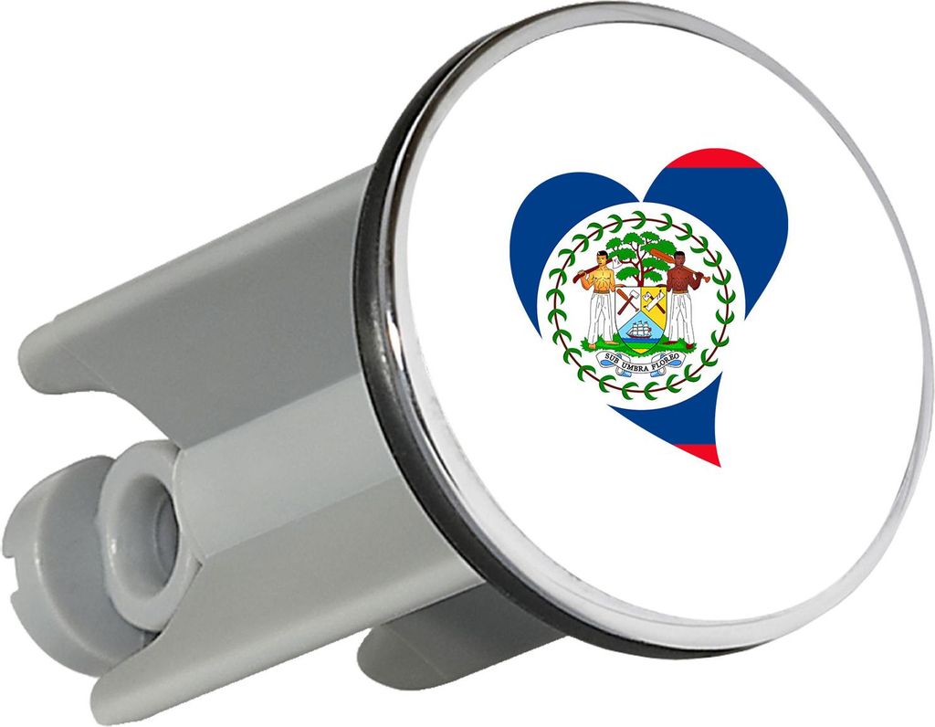 Huuraa Waschbeckenstöpsel Belize Flagge Herz 4cm höhenverstellbar Abflussstopfen Geschenkidee