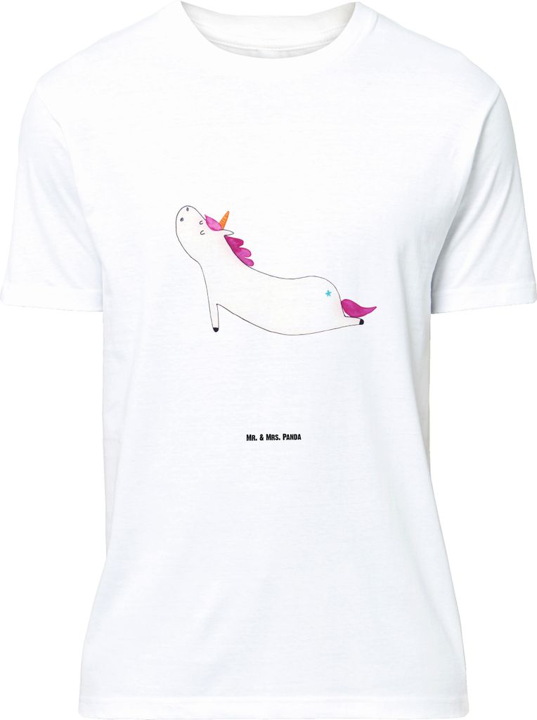 Mr. & Mrs. Panda Größe L T-Shirt Einhorn Yoga - Weiß - Geschenk, Sport, Shirt, Yogamatte, Einhörner, Joga, Tshirt, mit Spruch, Unicorn