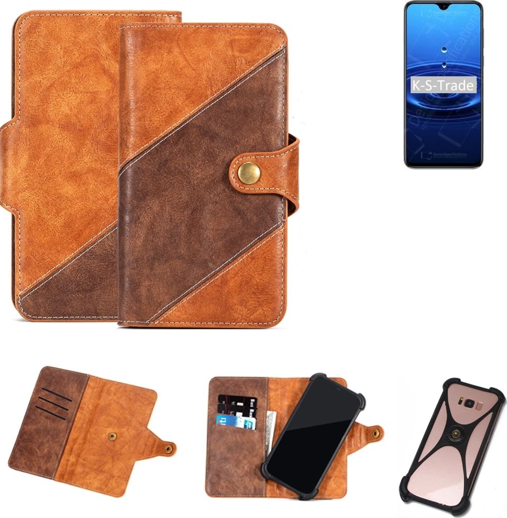 K-S-Trade Handyhülle Schutzhülle Bookstyle Case Wallet-Case kompatibel mit Cubot R15 Cover Klapphülle Kantenschutz Smartphone dunkelbraun braun 1x