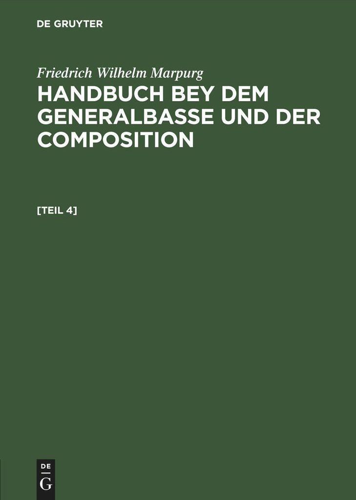 Anhang zum Handbuche bey dem Generalbasse und der Composition