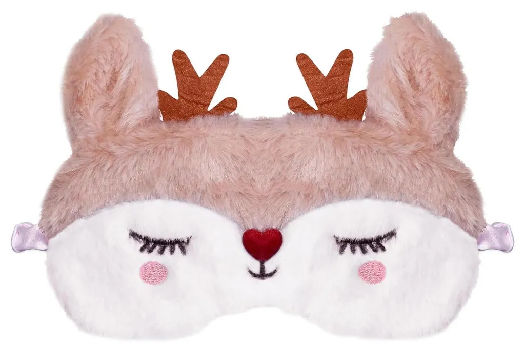 Masque de nuit 3D renne peluche extra douce avec yeux cartoon (A)