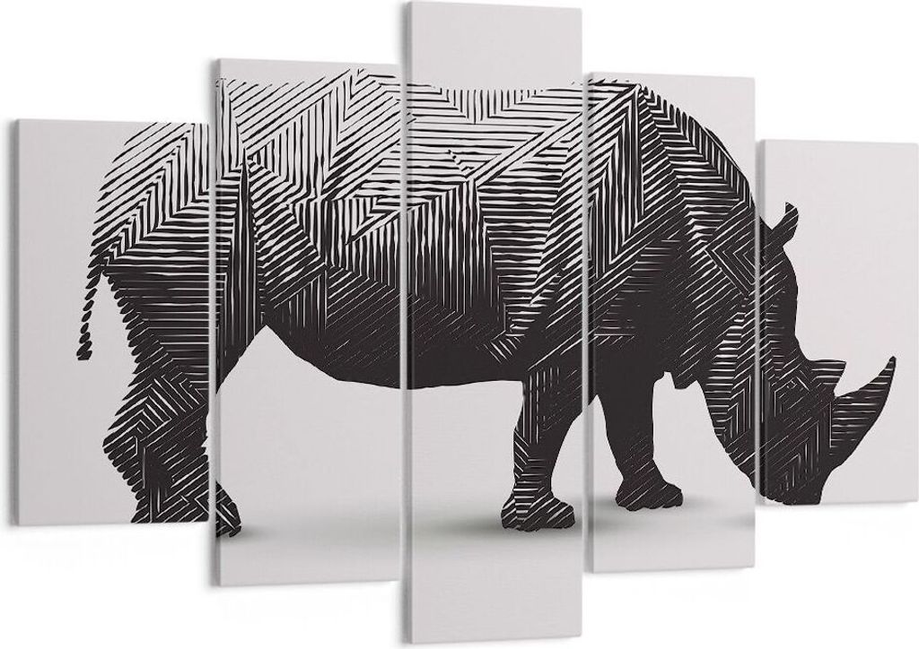 Bild auf Leinwand - Leinwandbild - Nashorn Tier Afrika Safari - 150x100cm - Wand Bild - Wanddeko - Leinwanddruck - Bilder - Kunstdruck - Wanddekora...