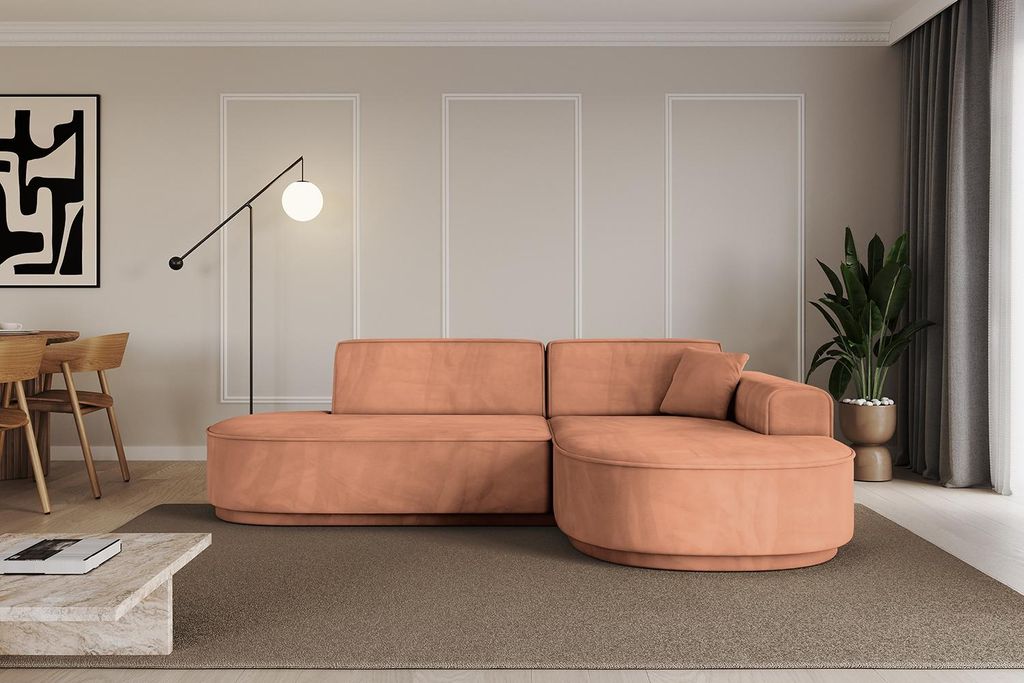 ALTDECOR Ecksofa in L-Form MARI-L1-v3 - 243x171x83 cm Apricot - Corner Sofa Bett Eckcouch Couch Wohnlandschaft Cauchsofa
