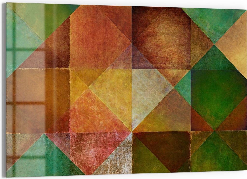 DEQORI Magnettafel Glas 60x40 cm 'Erdiges Mosaikspiel' beschreibbar Whiteboard Küche