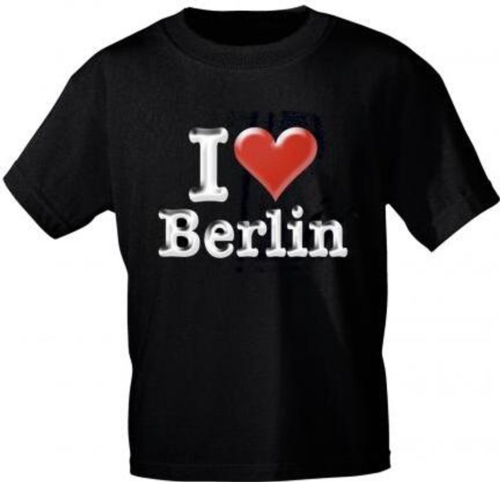 T-Shirt mit Print - I love Berlin - 09836 schwarz Gr. S-2XL Produktbild 